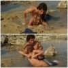 Rape of a young girl in the shallow surf