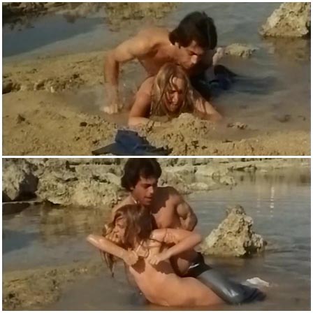 Rape of a young girl in the shallow surf