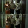 Busty blonde teen is forced to strip in front of two prison guards