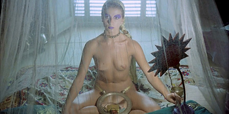 Victoria Abril painting on nude body in Girl With The Golden Panties (1980)